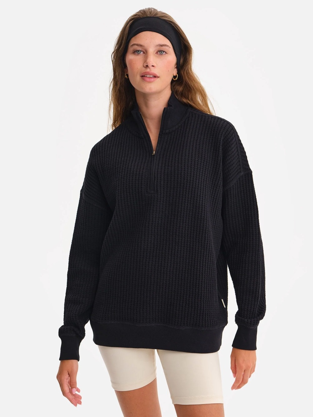 Mate the Label Organic Waffle Collared Half-Zip Sweatshirt